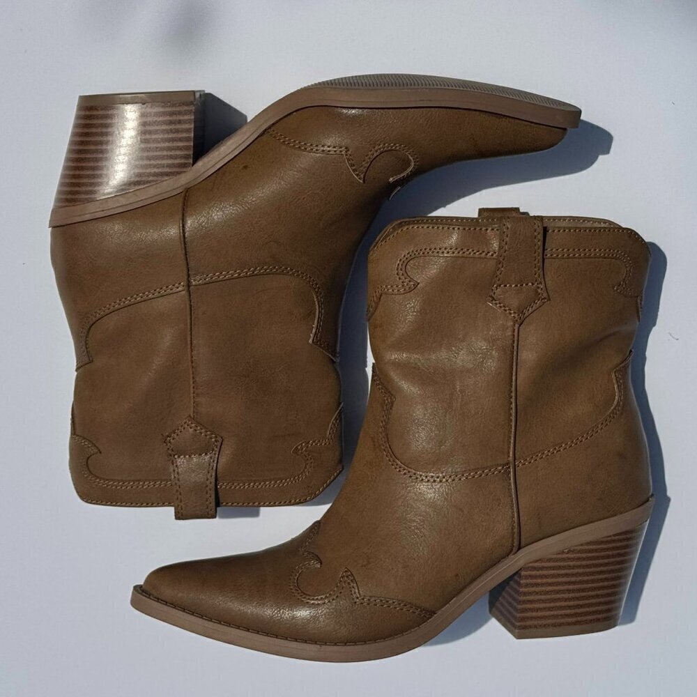 Sun + Stone Boots Brennaa Women's Size 7.5 Tan Western Stitching Cowboy *New* - Picture 5 of 7